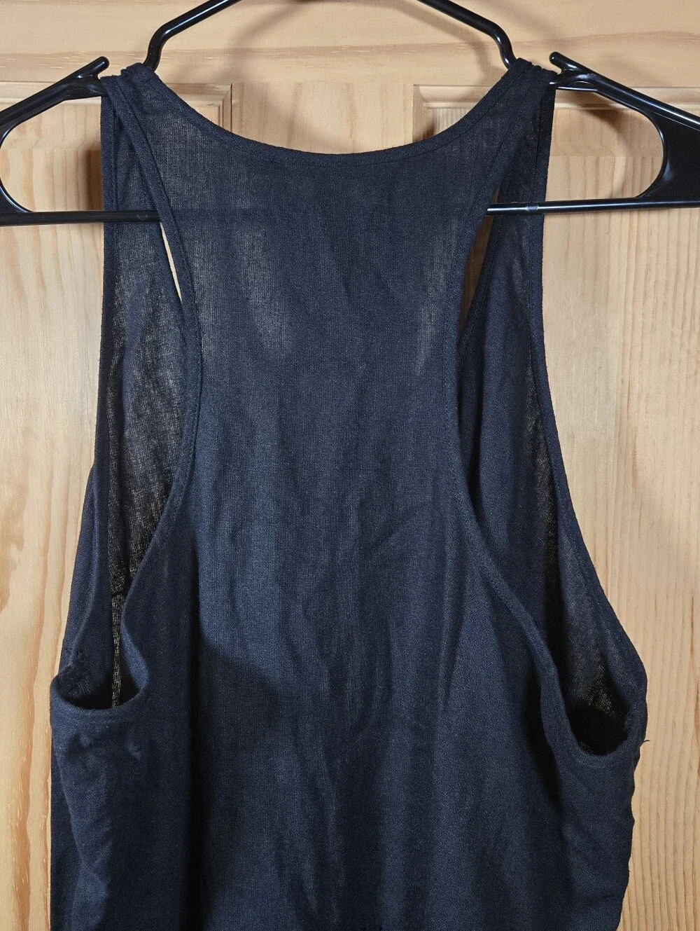 NWT Universal Thread Maxi Dress Linen Rayon Women's XL Black Racerback Pockets